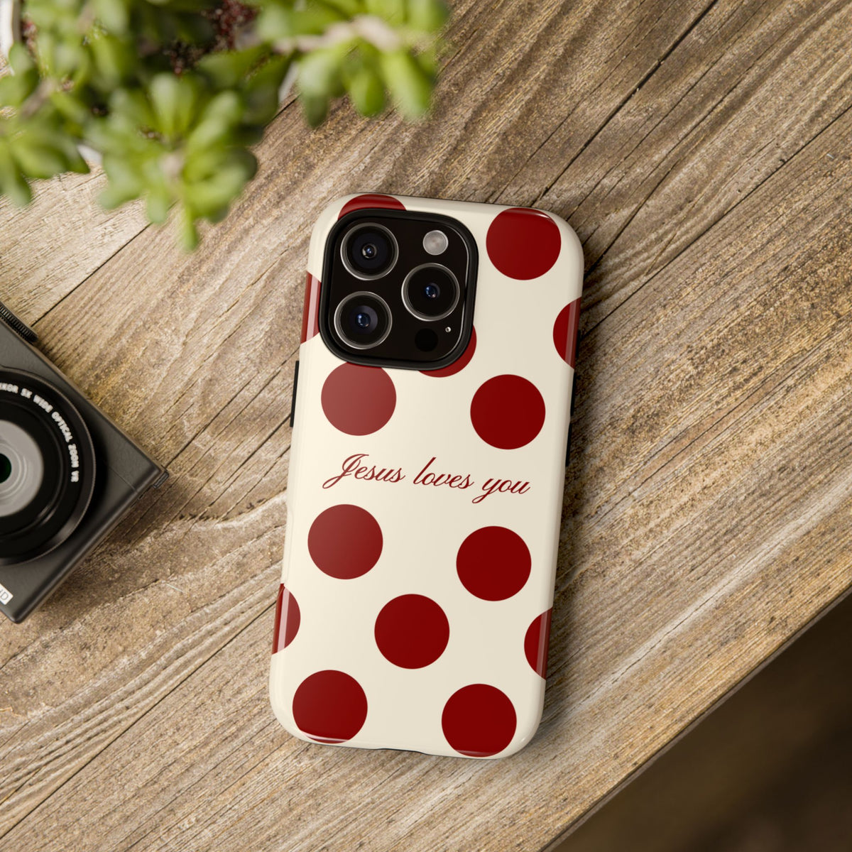 Jesus loves you Red and Créame Phone Case