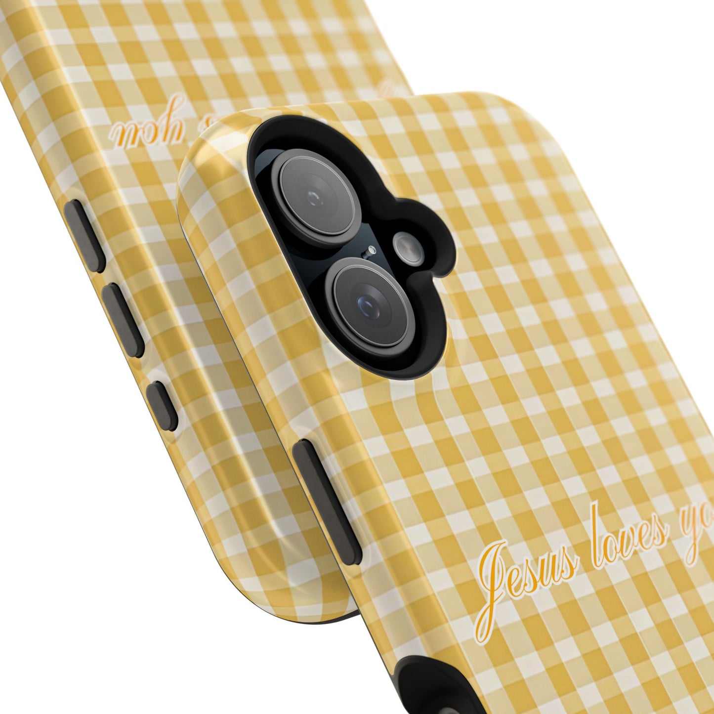 Jesus loves you Gingham Yellow Phone Case MagSafe
