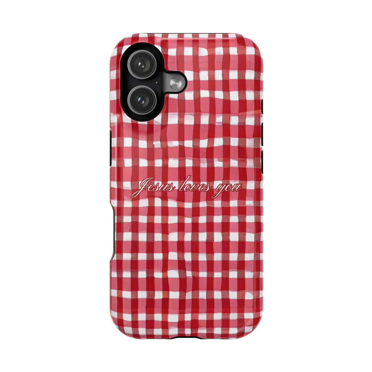 Jesus loves you Gingham MagSafe Phone Case
