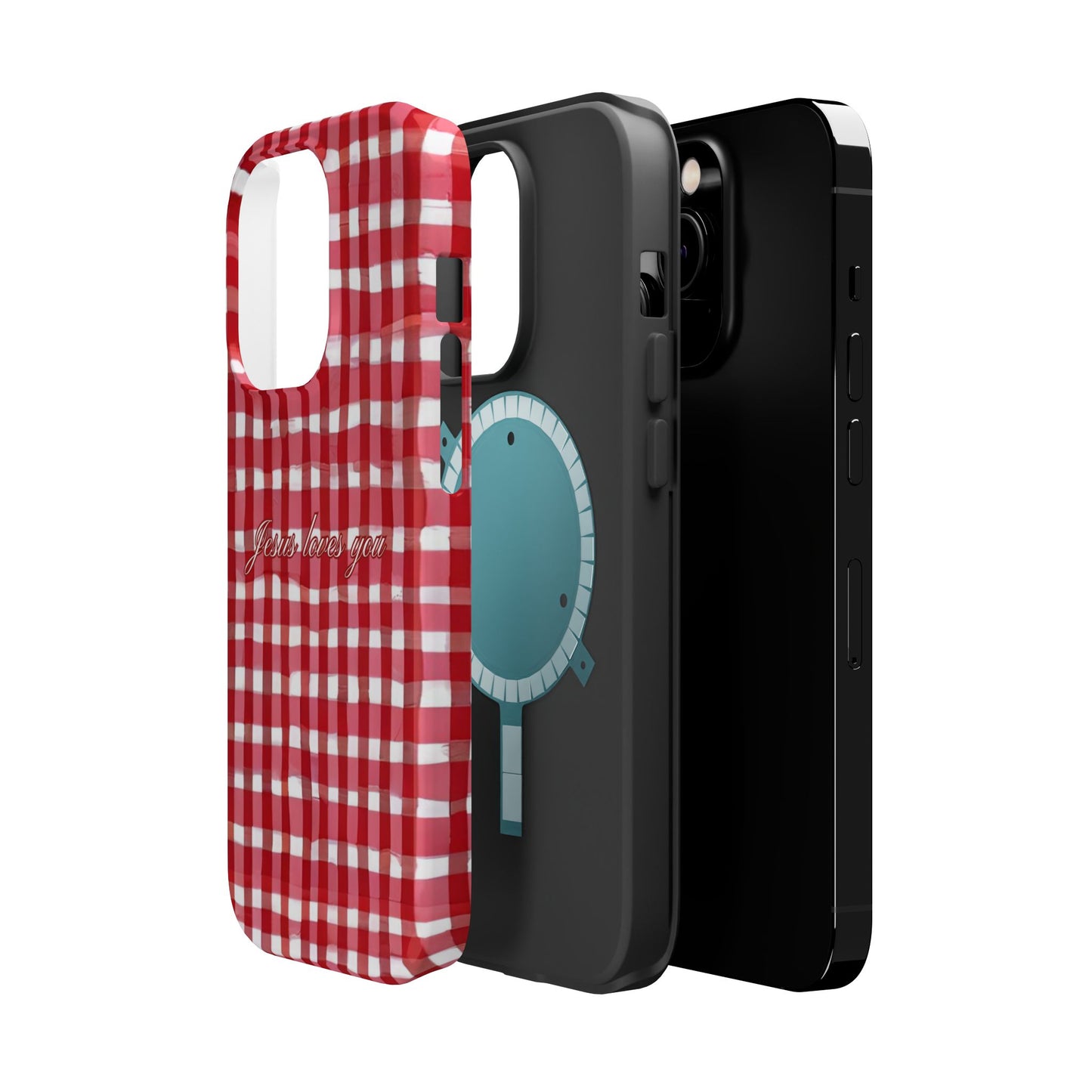 Jesus loves you Gingham MagSafe Phone Case