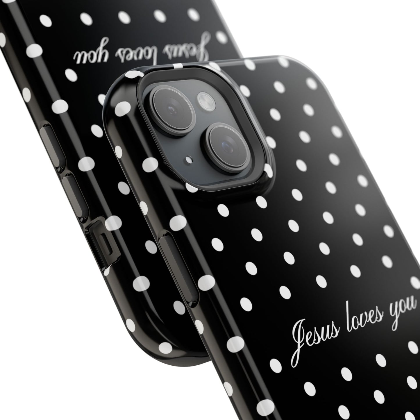 Jesus loves you Black Polka Dot Phone Case MagSafe