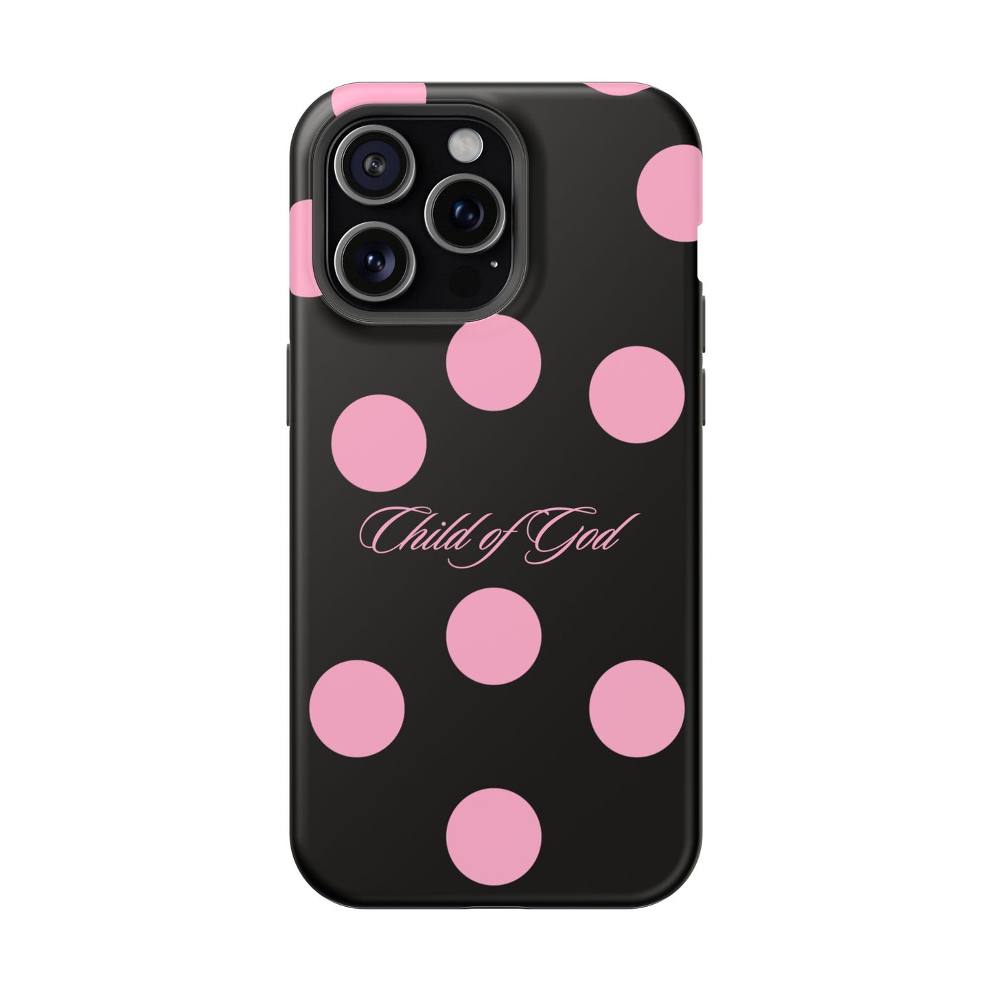 Child of God Pink and Black Polka Dot MagSafe Phone Case