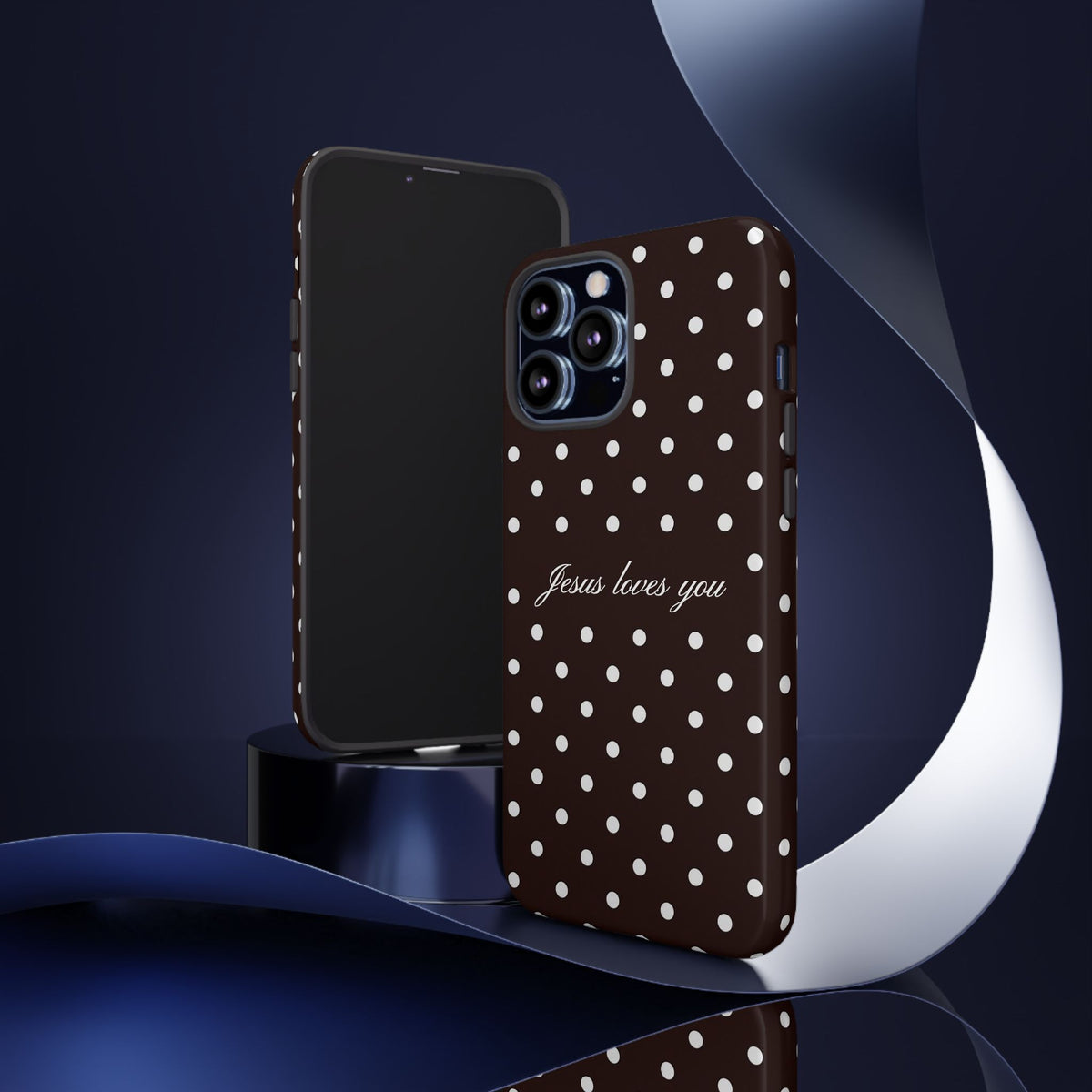 Jesus loves you Espresso Polka Dot Phone Case