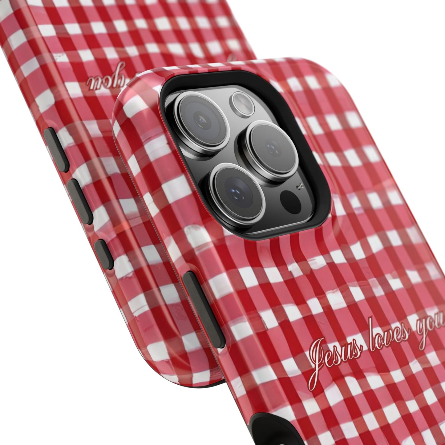 Jesus loves you Gingham MagSafe Phone Case