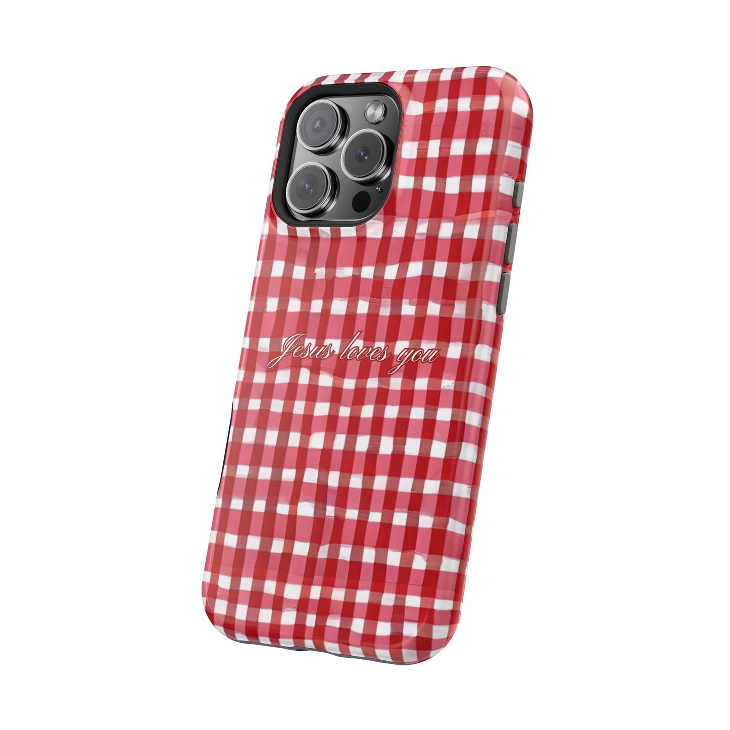 Jesus loves you Gingham MagSafe Phone Case