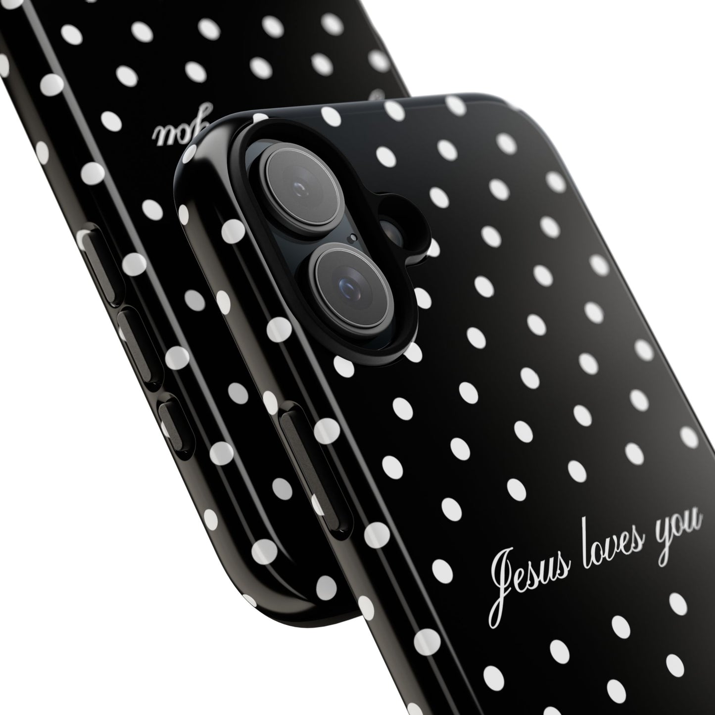 Jesus Loves You Black Polka Dot Phone Case