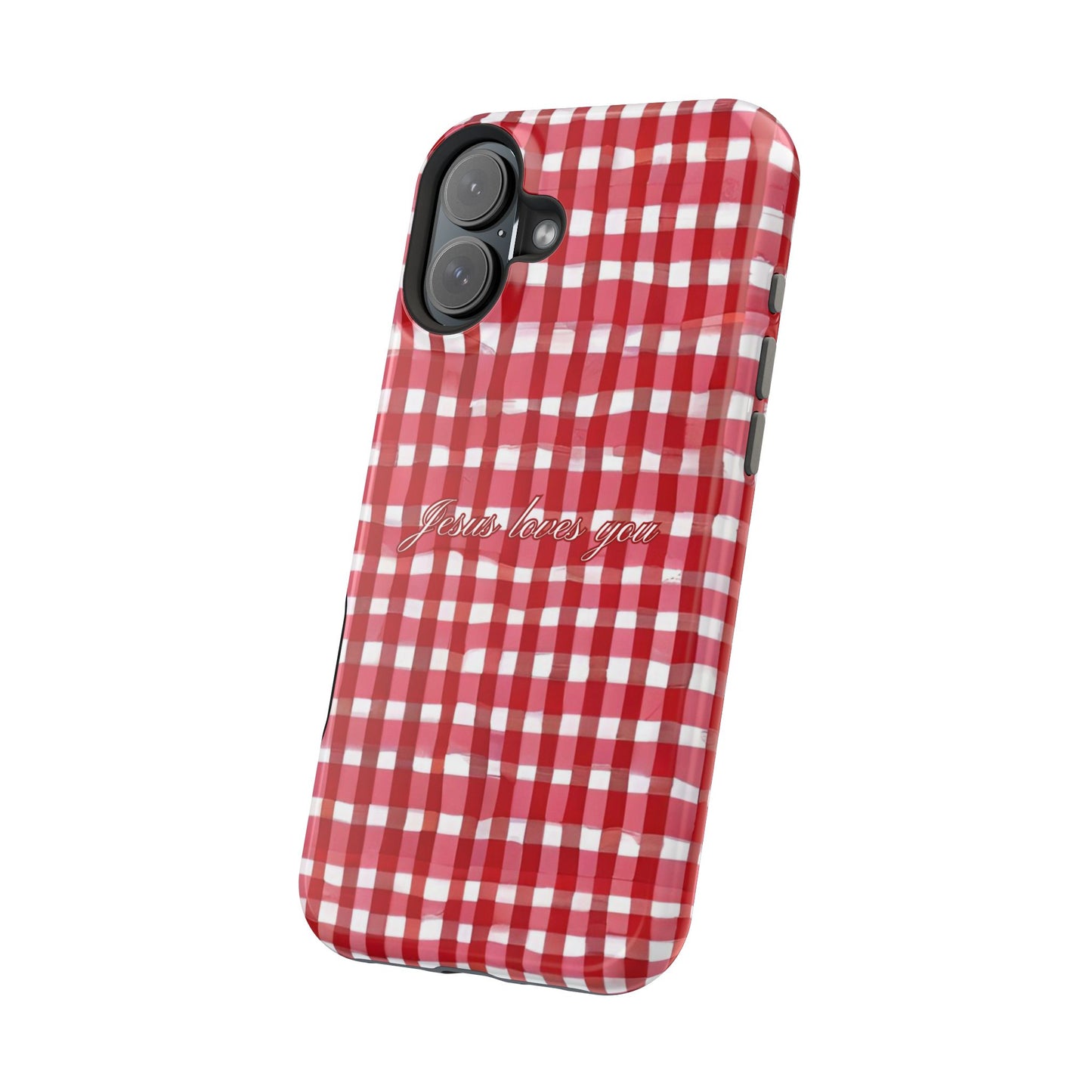 Jesus loves you Gingham MagSafe Phone Case