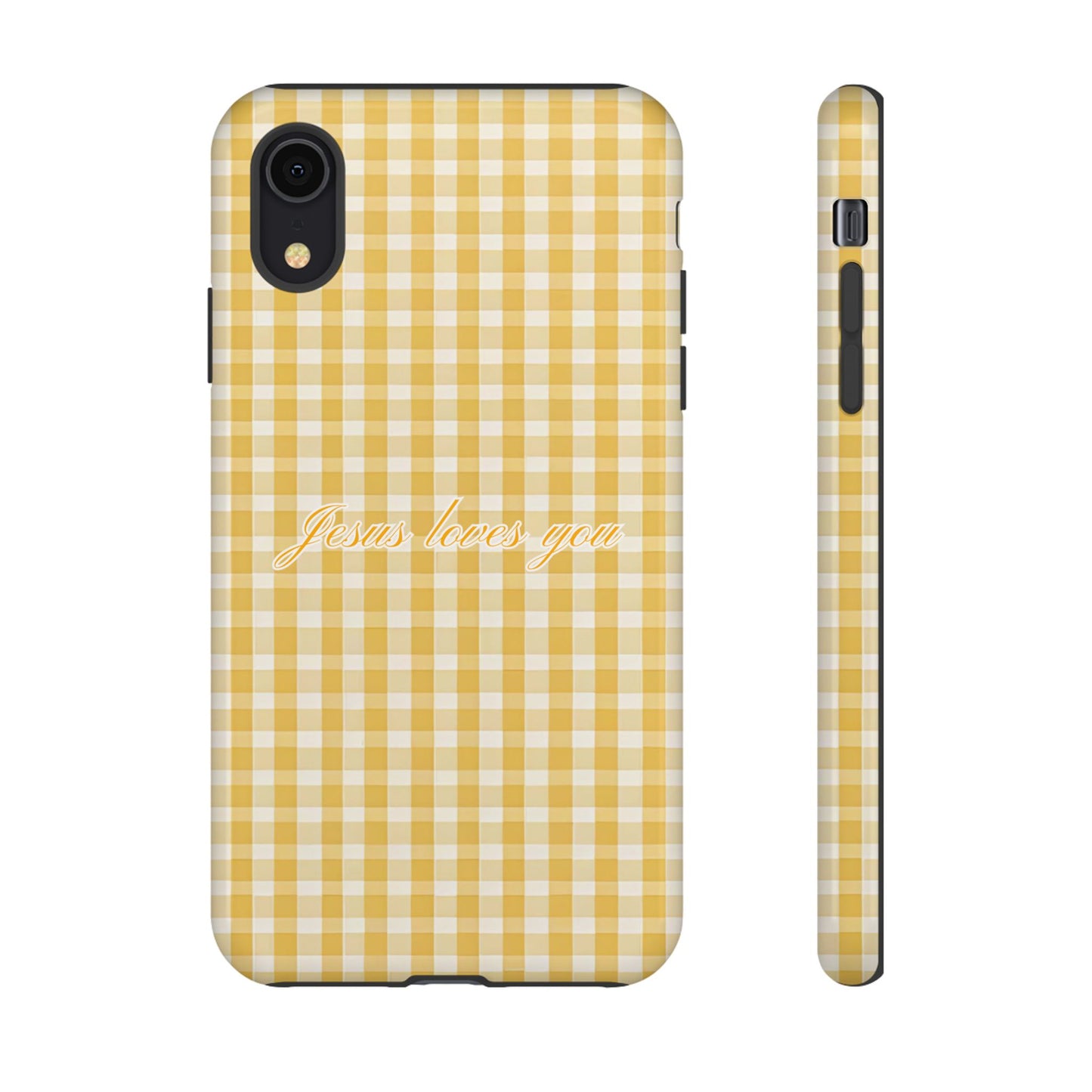 Jesus loves you Yellow Gingham Phone Case