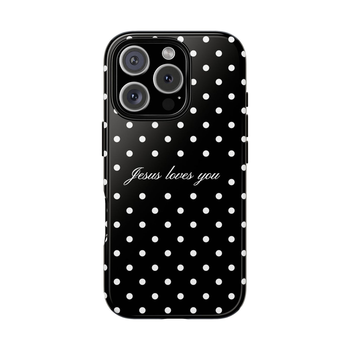 Jesus Loves You Black Polka Dot Phone Case