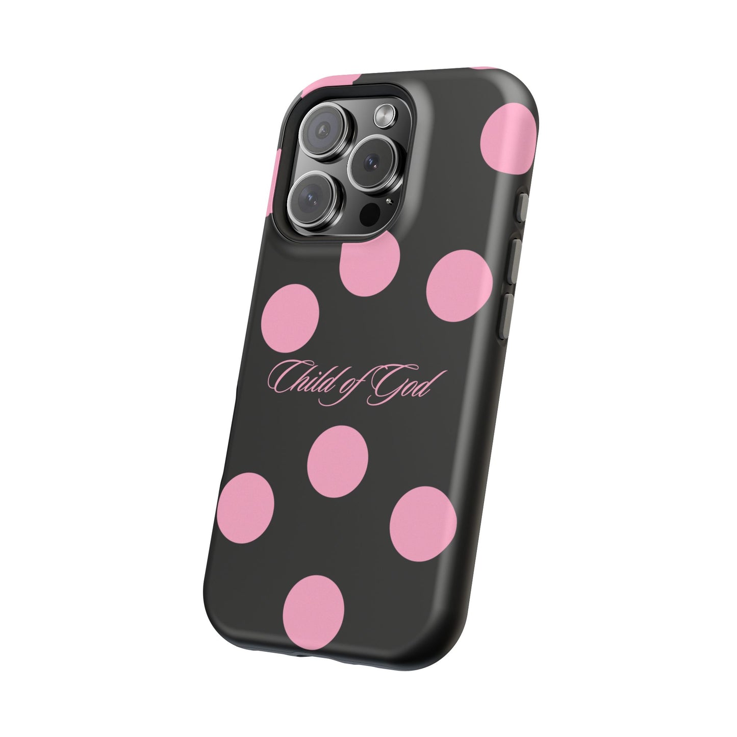 Child of God Pink and Black Polka Dot MagSafe Phone Case