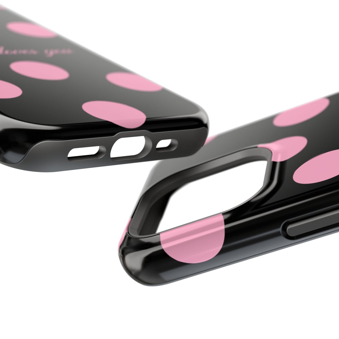 Jesus loves you Pink and Black Polka Dot MagSafe Phone Case