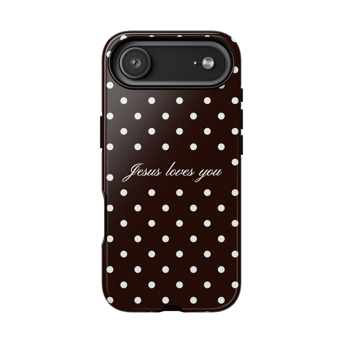 Jesus loves you Espresso Polka Dot Phone Case