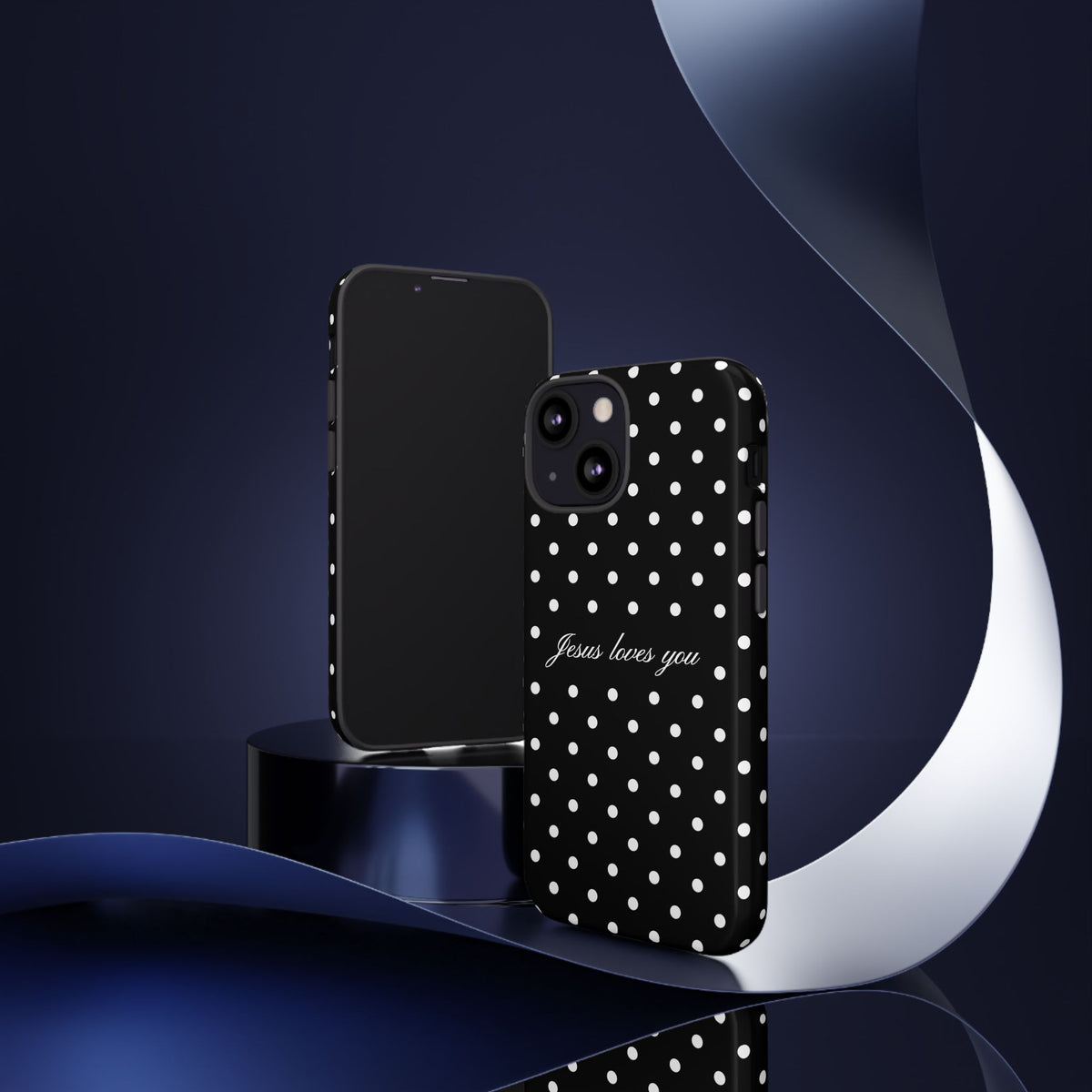 Jesus Loves You Black Polka Dot Phone Case
