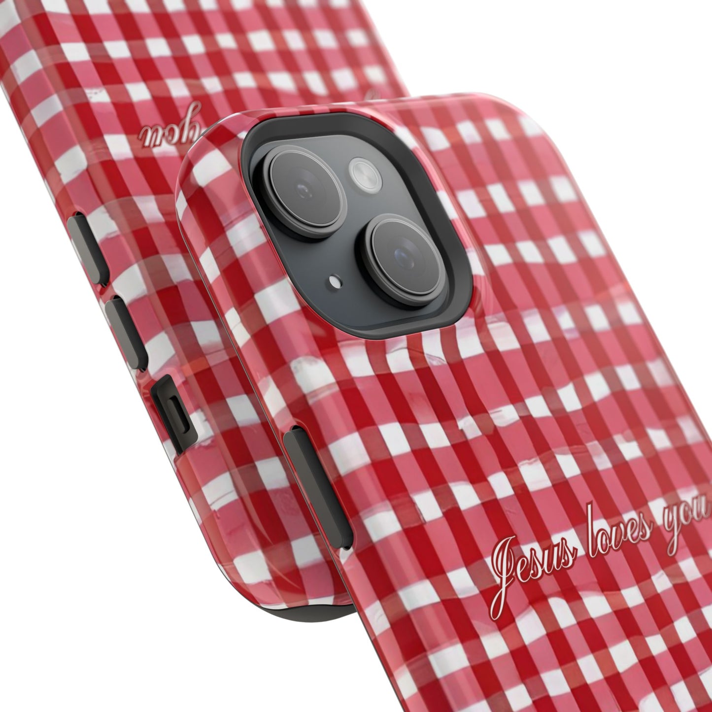 Jesus loves you Gingham MagSafe Phone Case