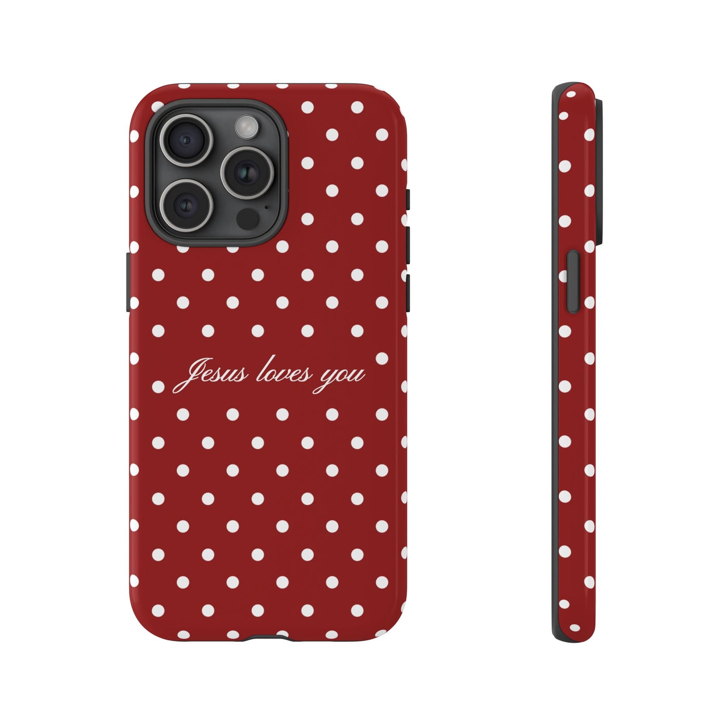 Jesus loves you Red Polka Dot Phone Case