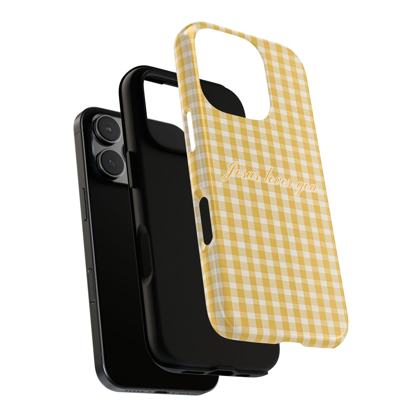 Jesus loves you Yellow Gingham Phone Case