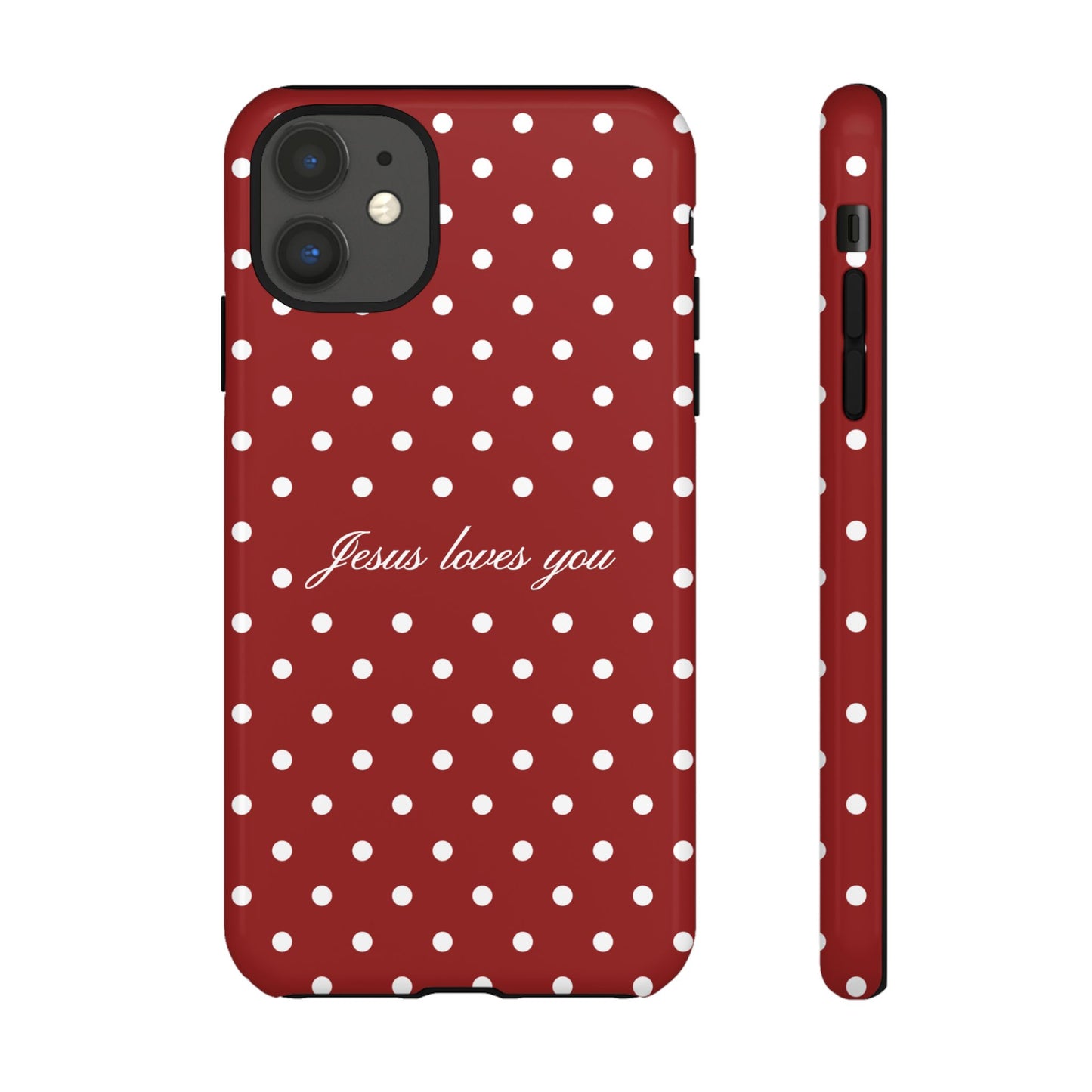 Jesus loves you Red Polka Dot Phone Case