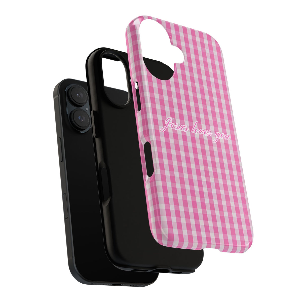 Jesus loves you Pink Gingham Phone Case
