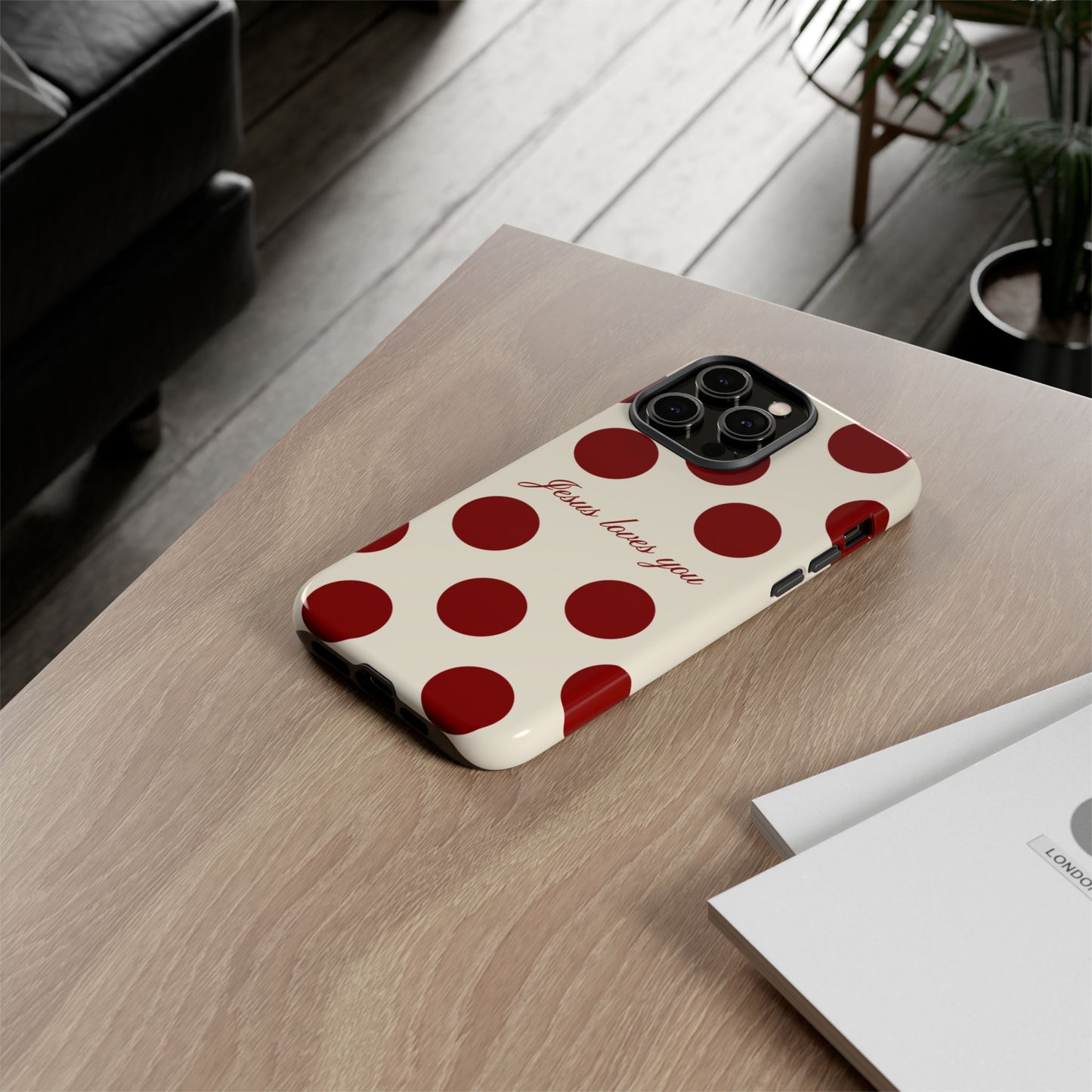 Jesus loves you Red and Créame Phone Case