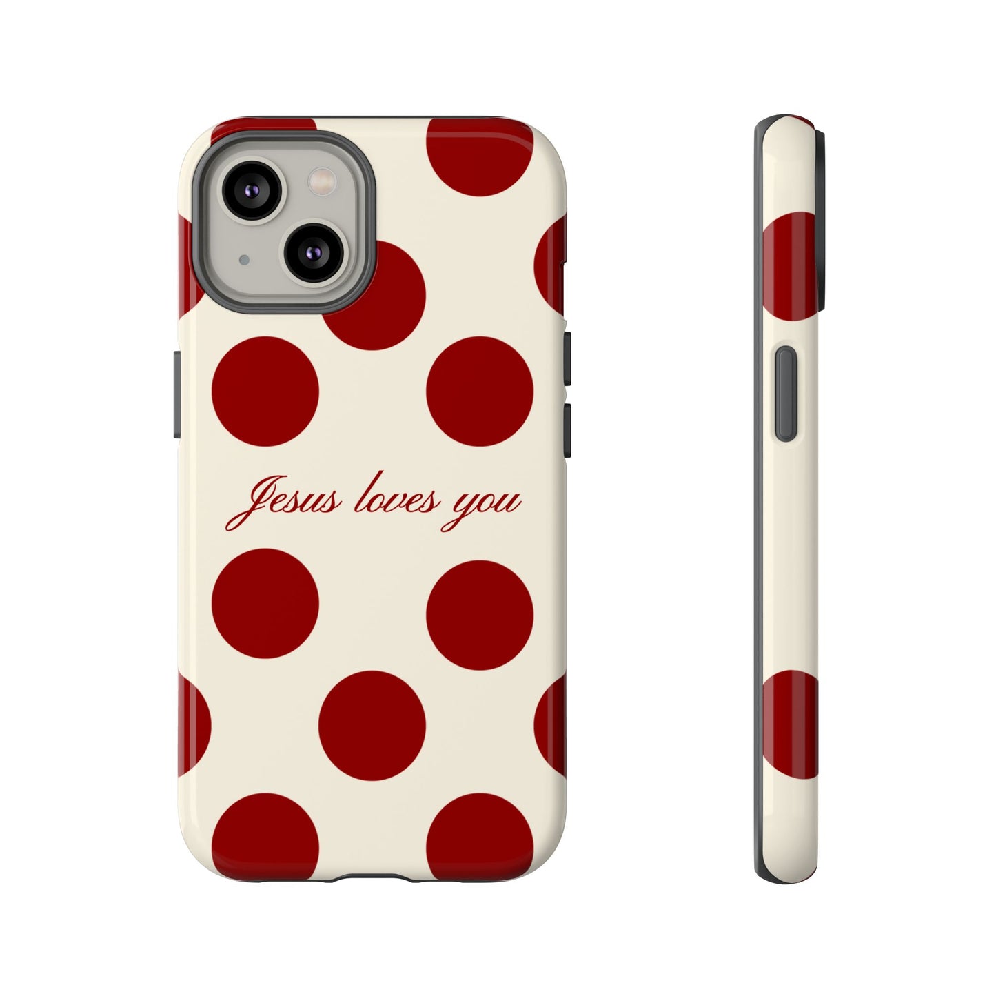 Jesus loves you Red and Créame Phone Case
