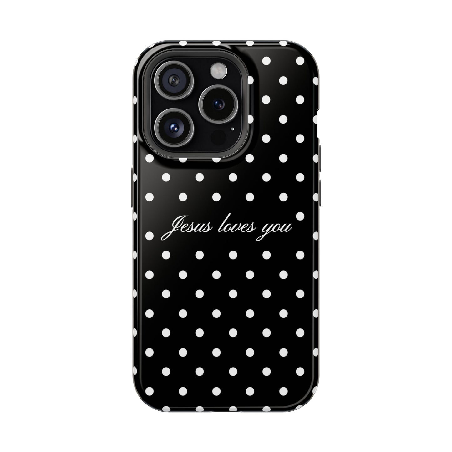 Jesus loves you Black Polka Dot Phone Case MagSafe