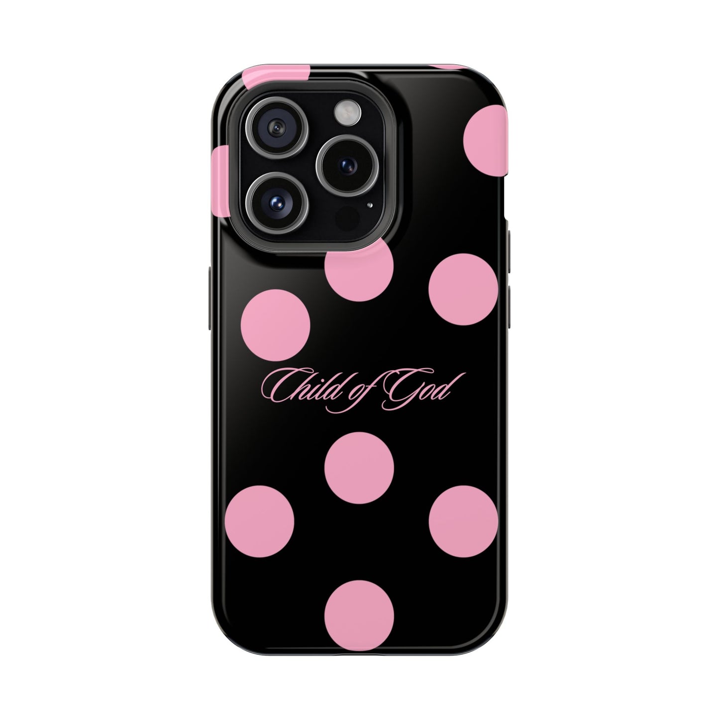 Child of God Pink and Black Polka Dot MagSafe Phone Case