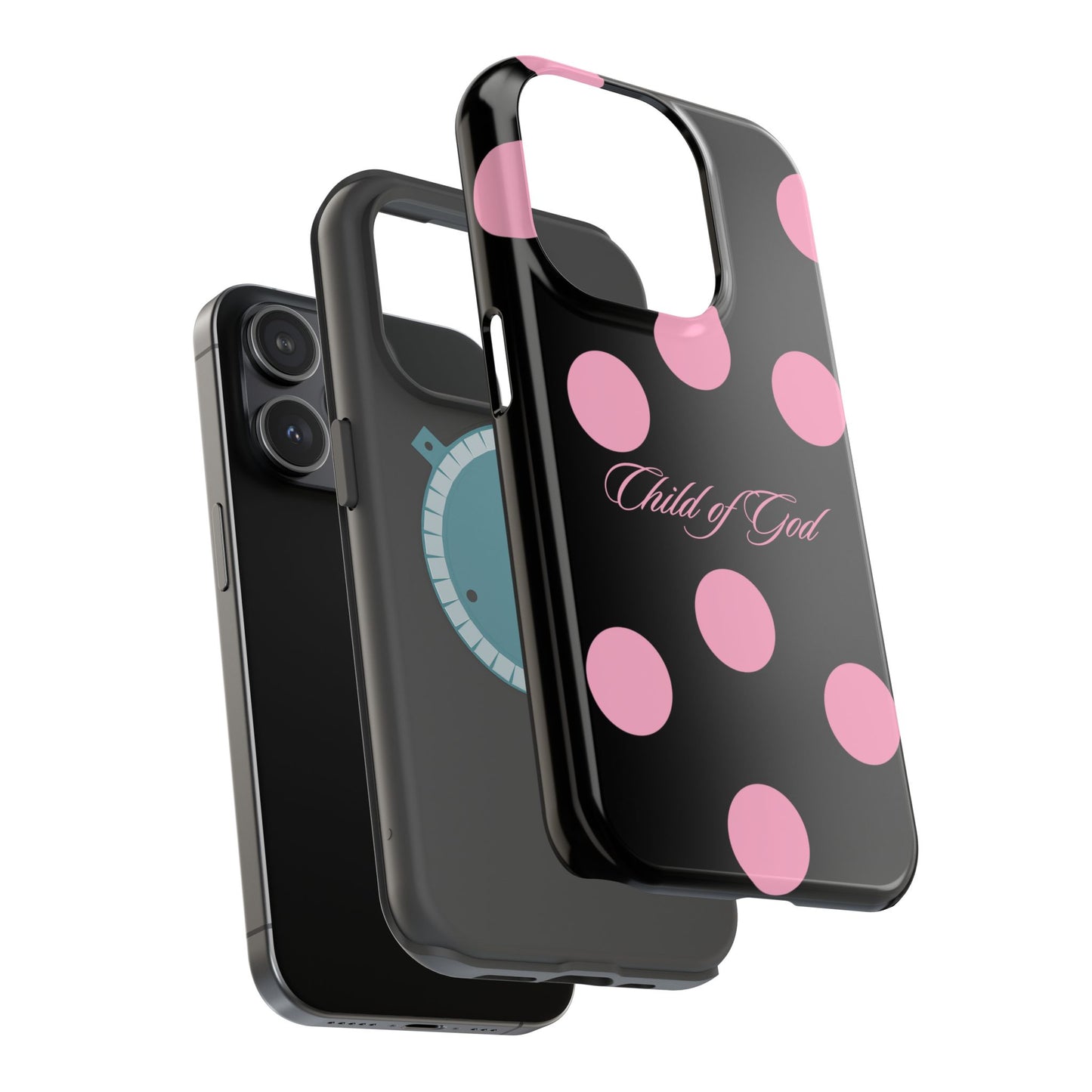 Child of God Pink and Black Polka Dot MagSafe Phone Case