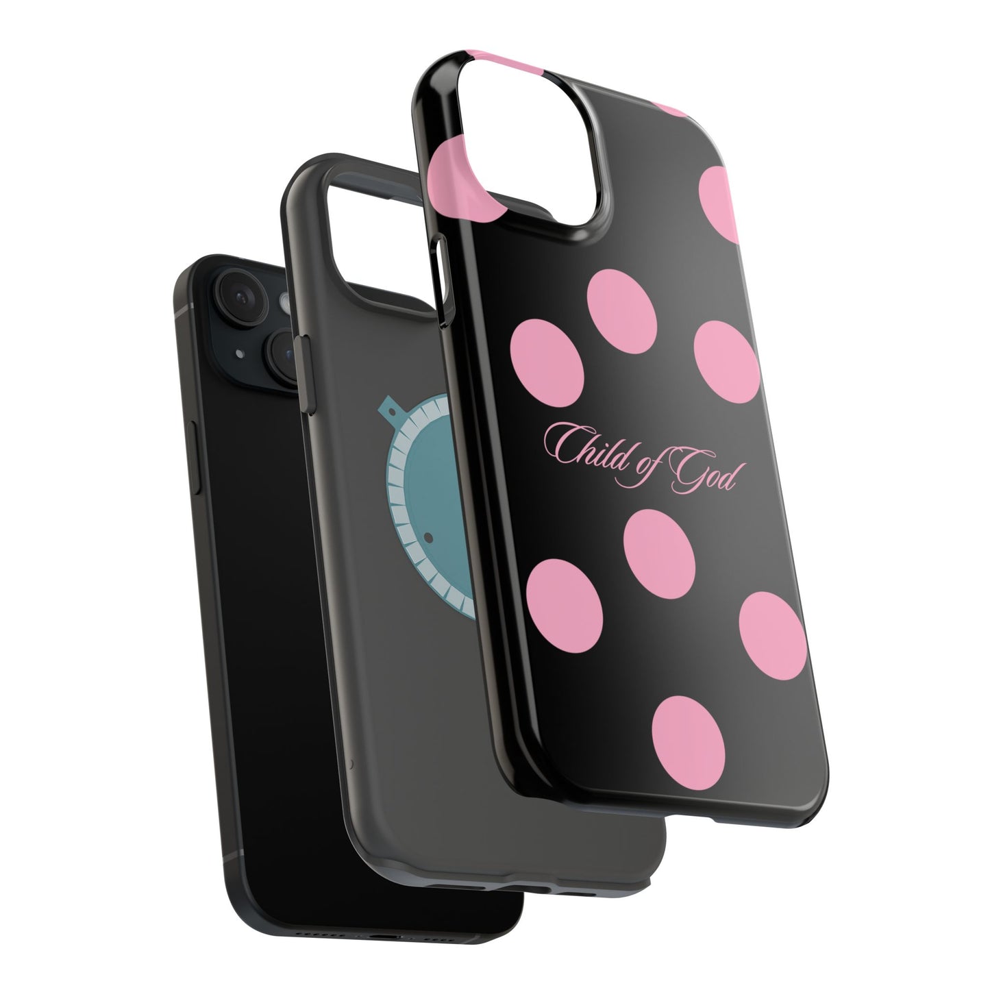 Child of God Pink and Black Polka Dot MagSafe Phone Case