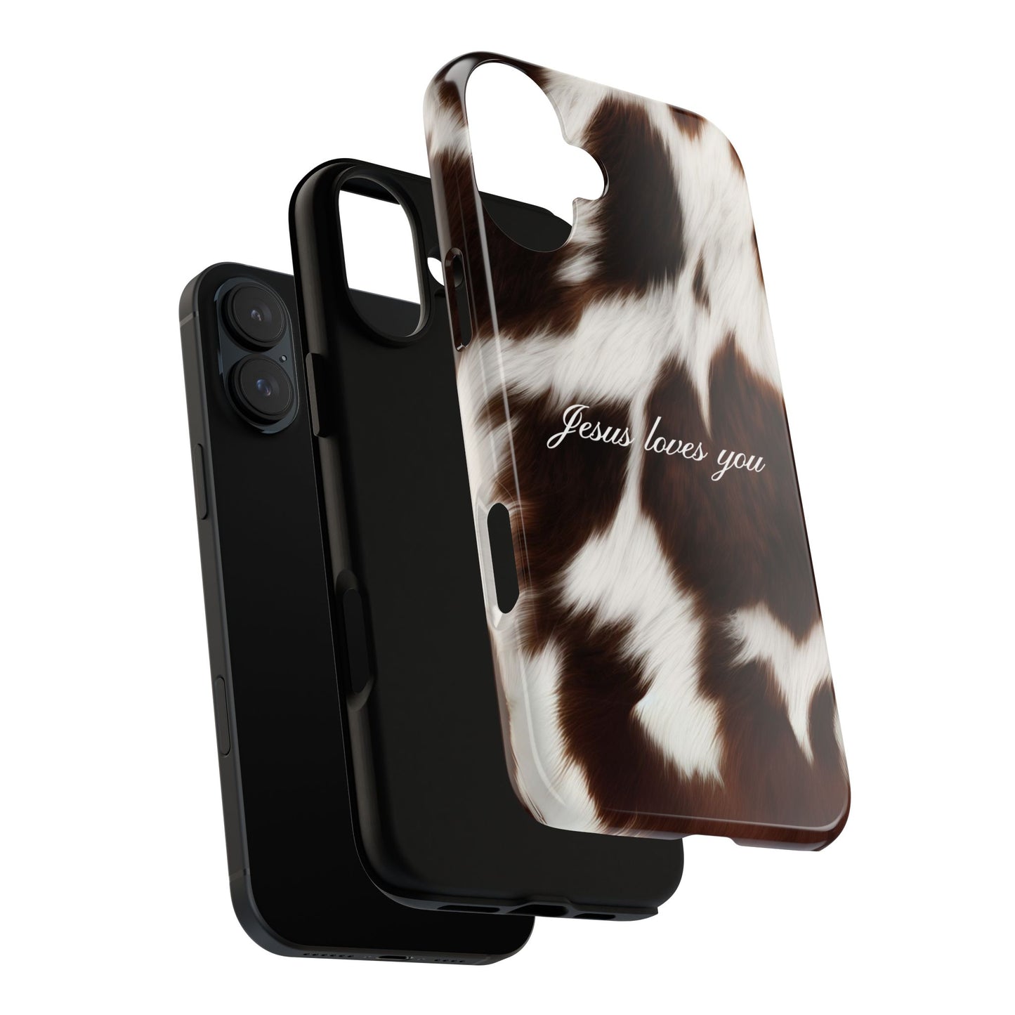 Jesus loves you Cow Print Phone Case