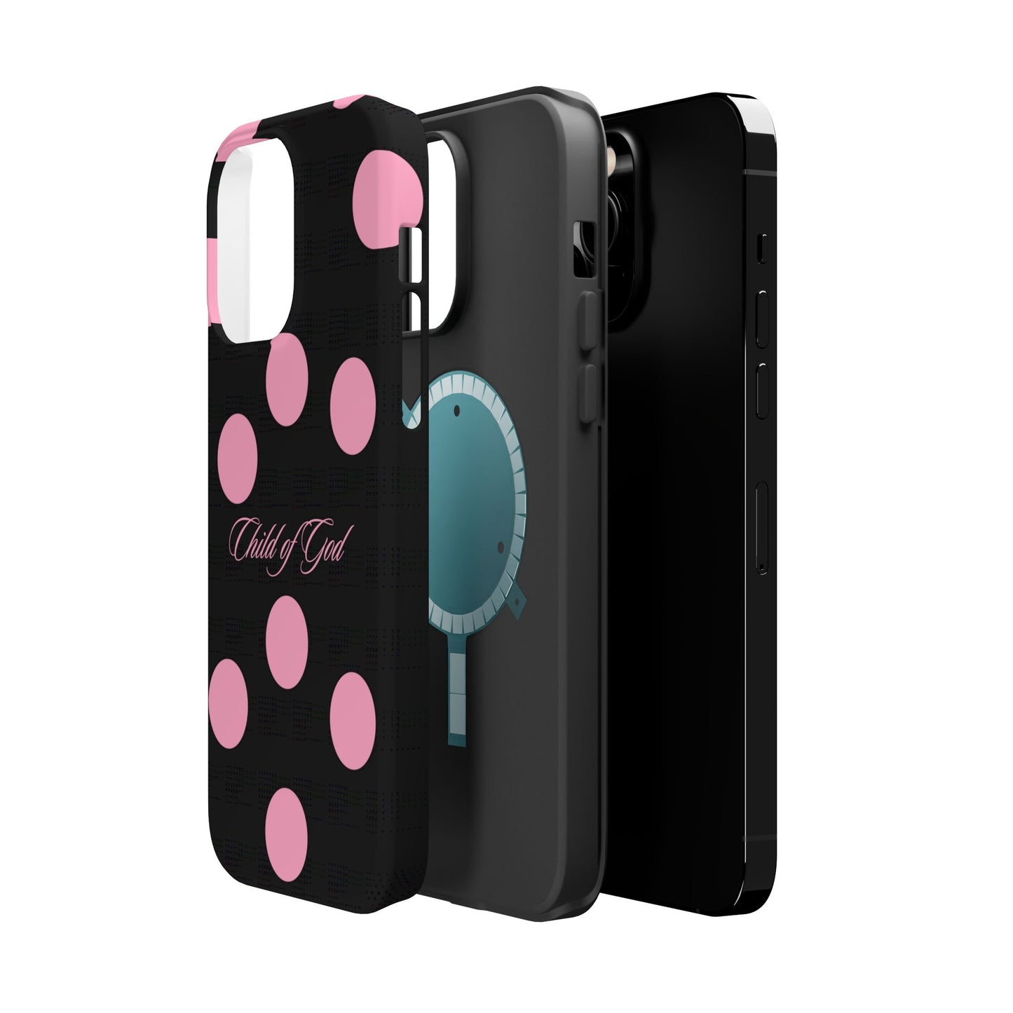 Child of God Pink and Black Polka Dot MagSafe Phone Case