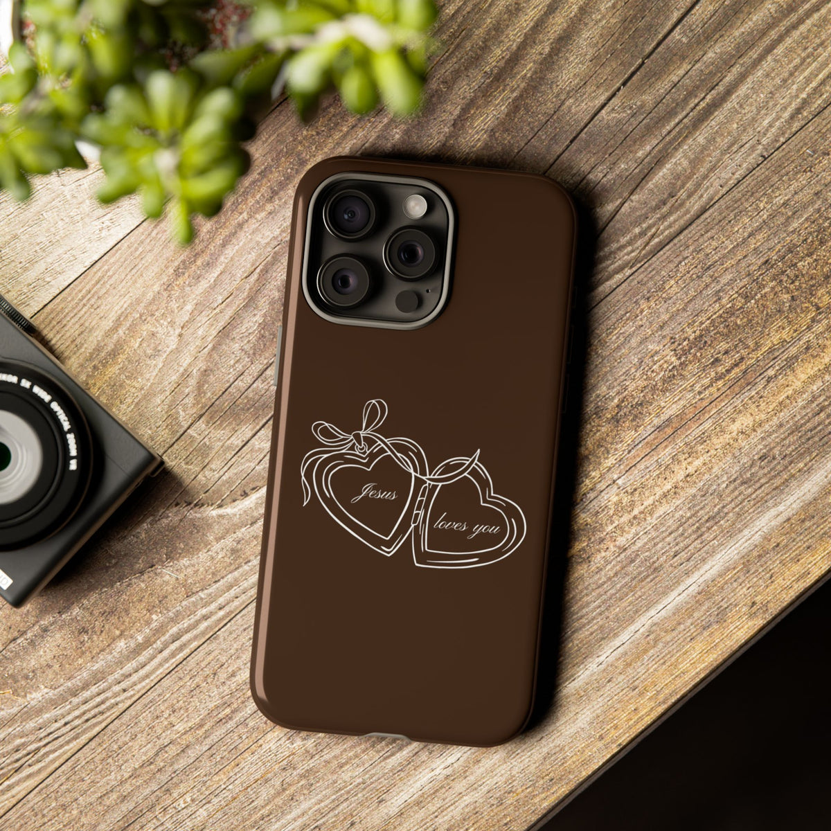 Jesus loves you Locket Espresso Phone Case