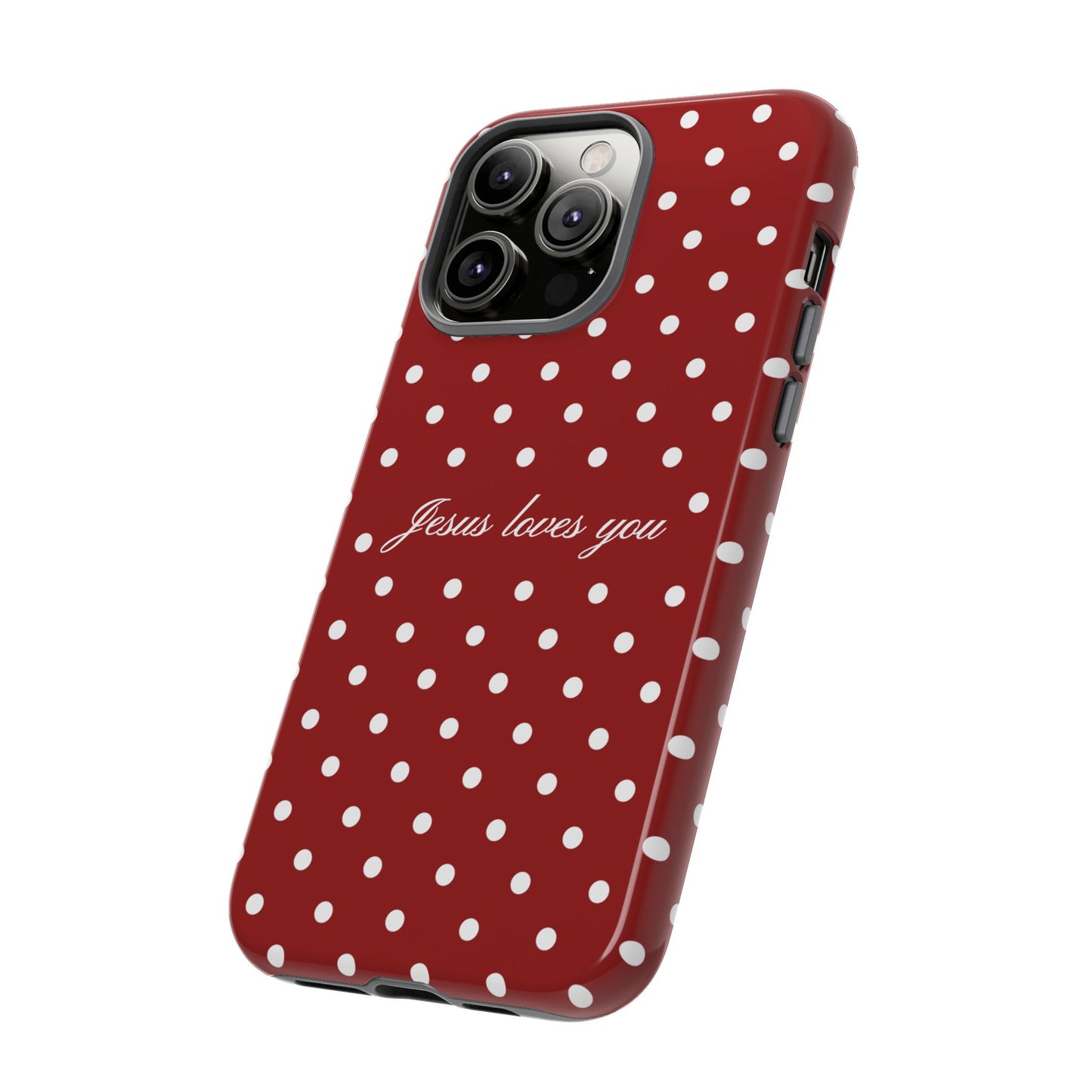 Jesus loves you Red Polka Dot Phone Case