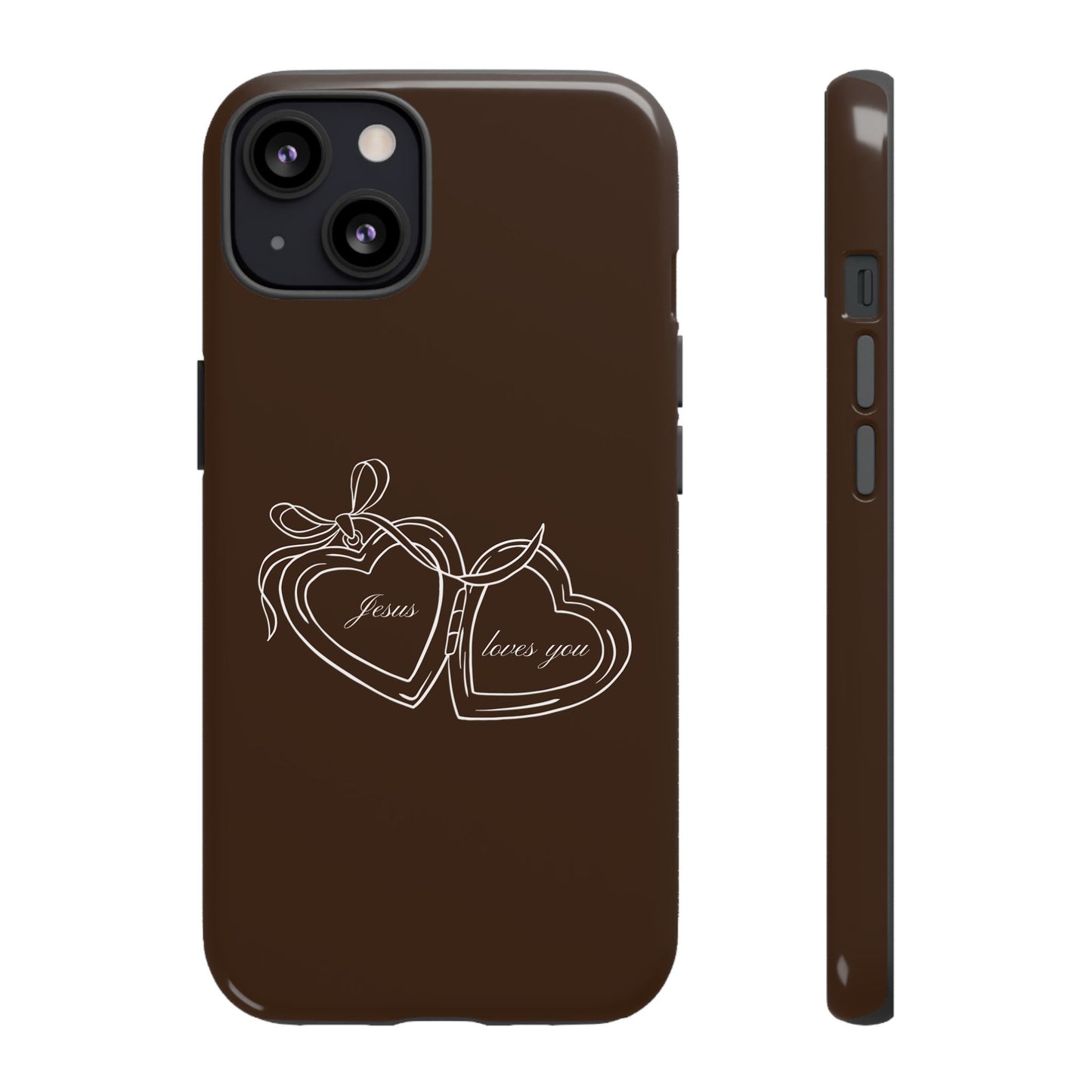 Jesus loves you Locket Espresso Phone Case