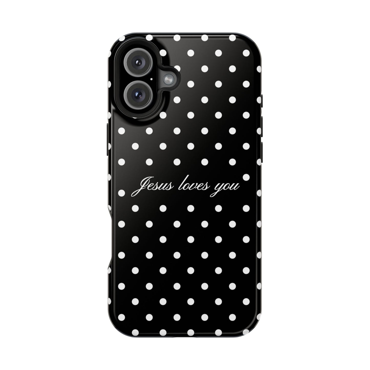 Jesus loves you Black Polka Dot Phone Case MagSafe