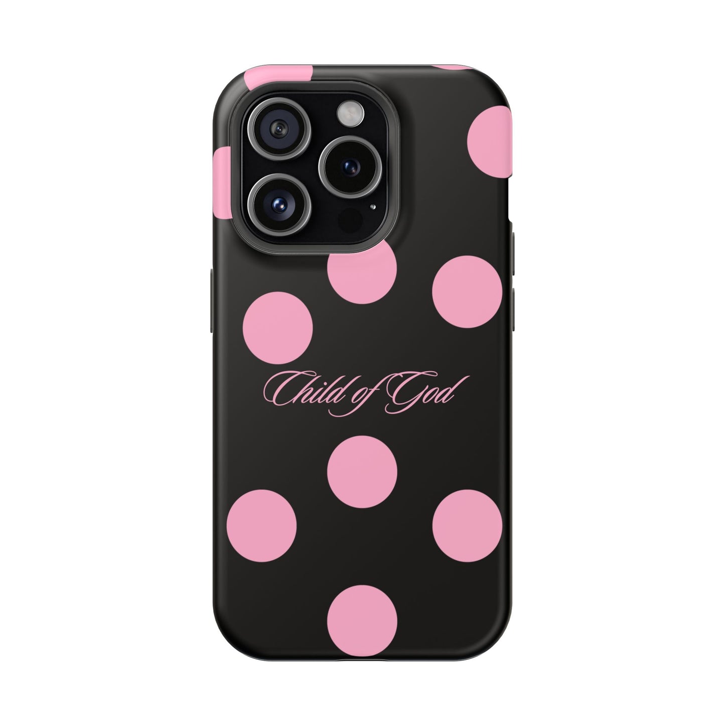 Child of God Pink and Black Polka Dot MagSafe Phone Case