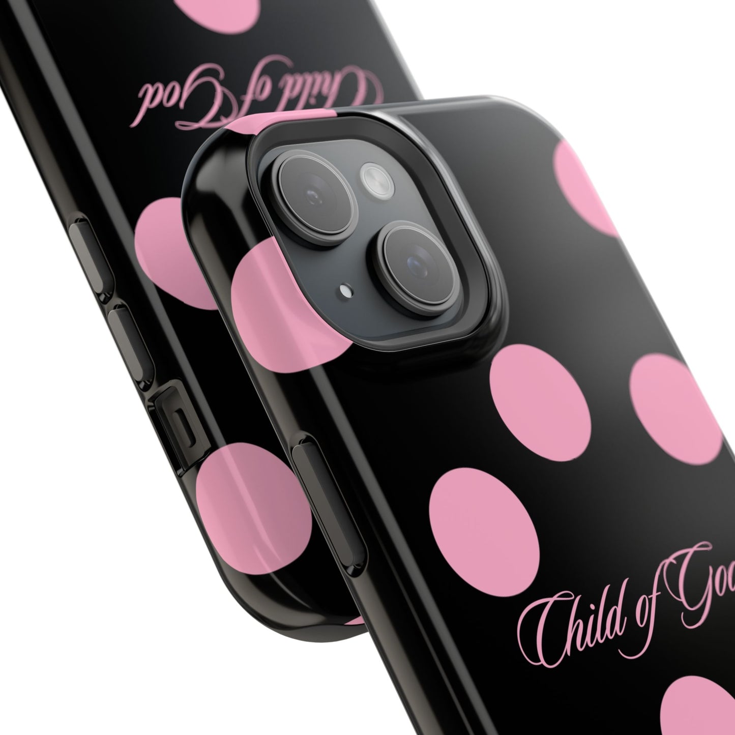 Child of God Pink and Black Polka Dot MagSafe Phone Case