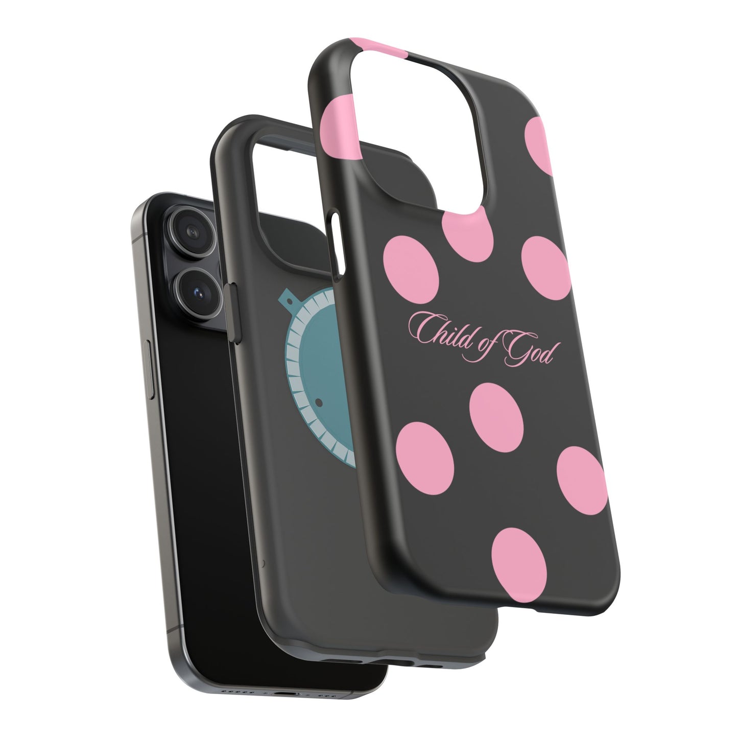 Child of God Pink and Black Polka Dot MagSafe Phone Case