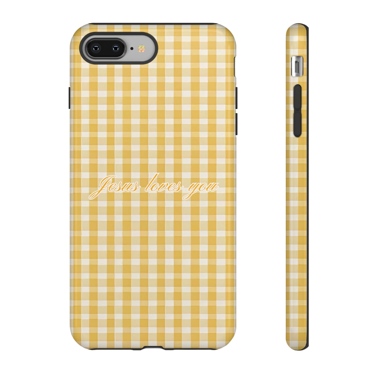 Jesus loves you Yellow Gingham Phone Case