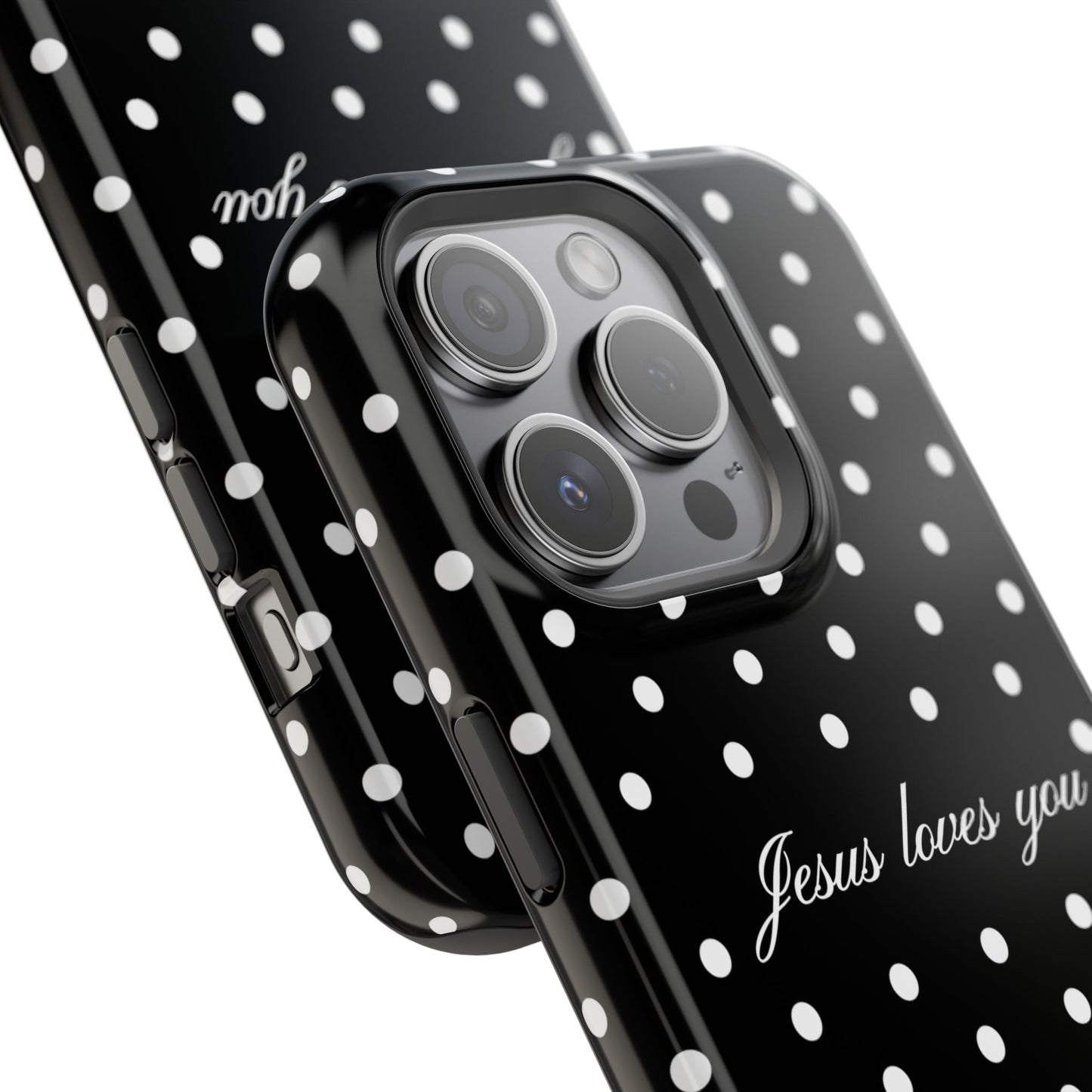 Jesus loves you Black Polka Dot Phone Case MagSafe