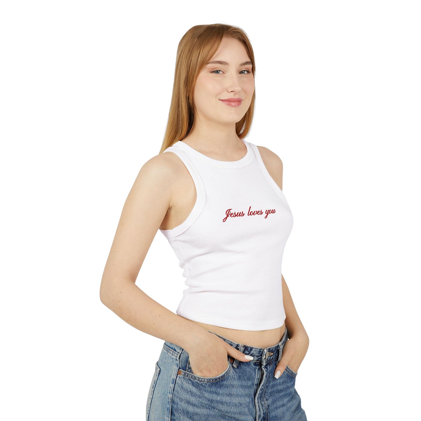 Jesus loves you Micro Rib Tank Top