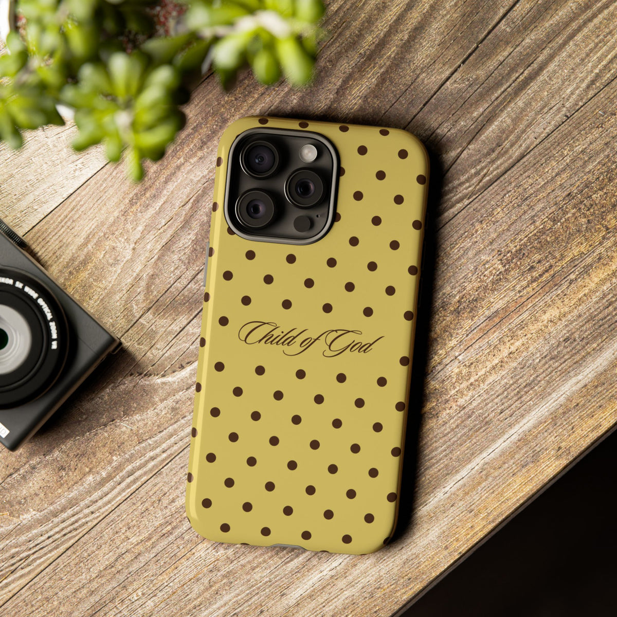 Child of God Brown & Yellow Polka Dot Phone Case