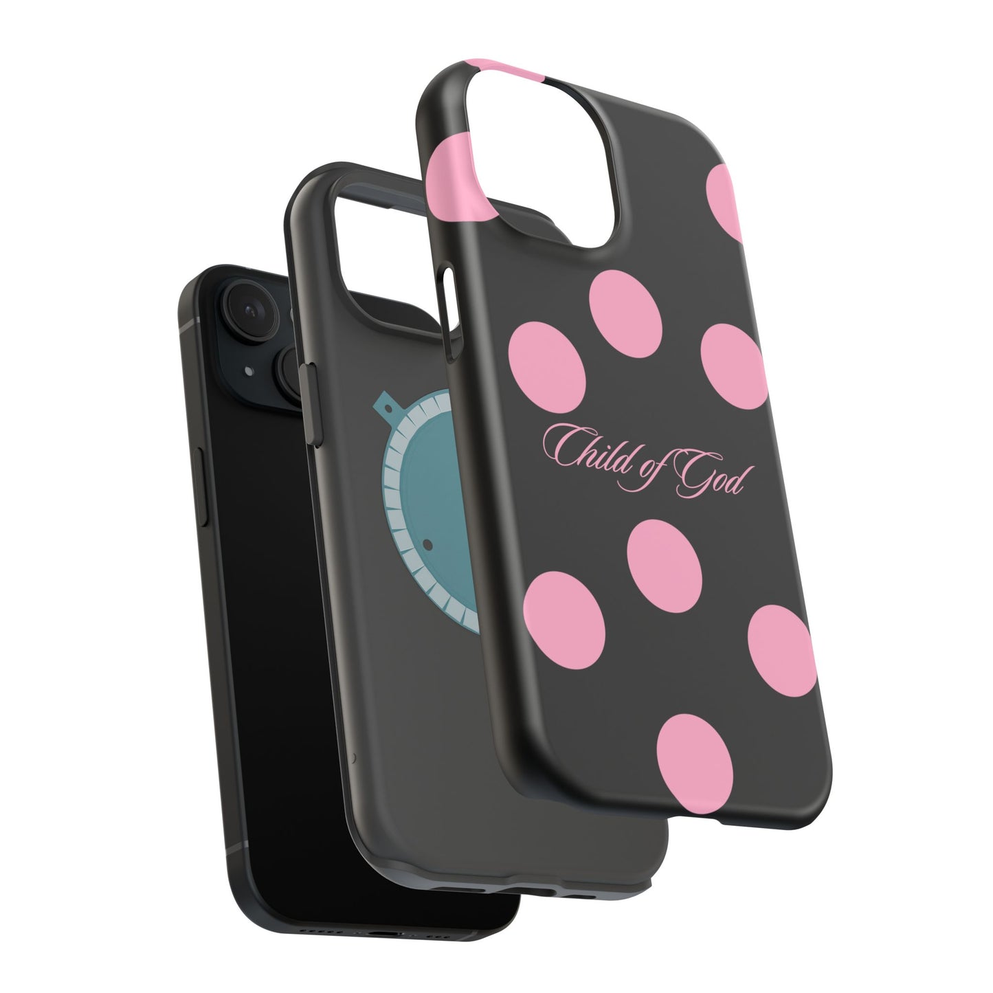 Child of God Pink and Black Polka Dot MagSafe Phone Case
