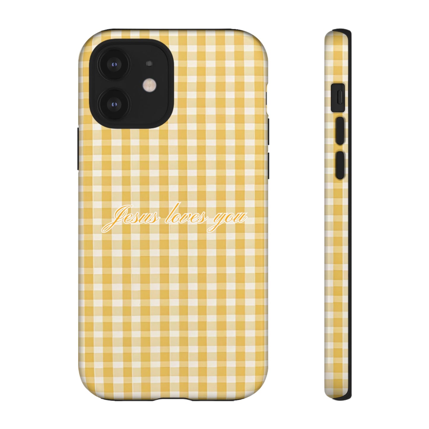 Jesus loves you Yellow Gingham Phone Case