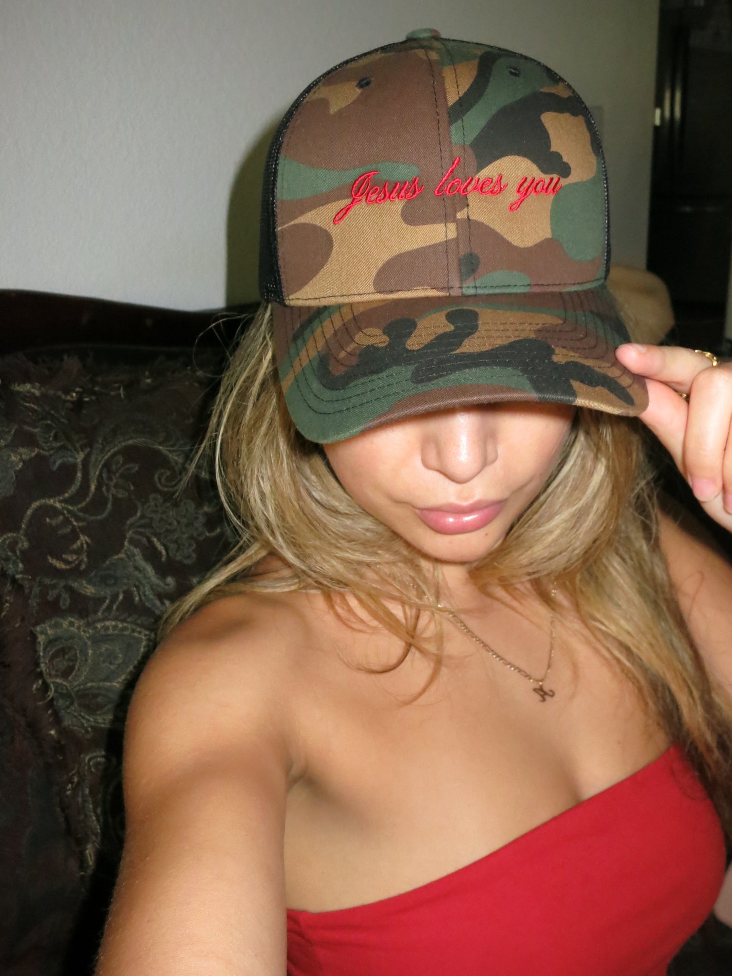 Jesus loves you Camo Trucker Cap