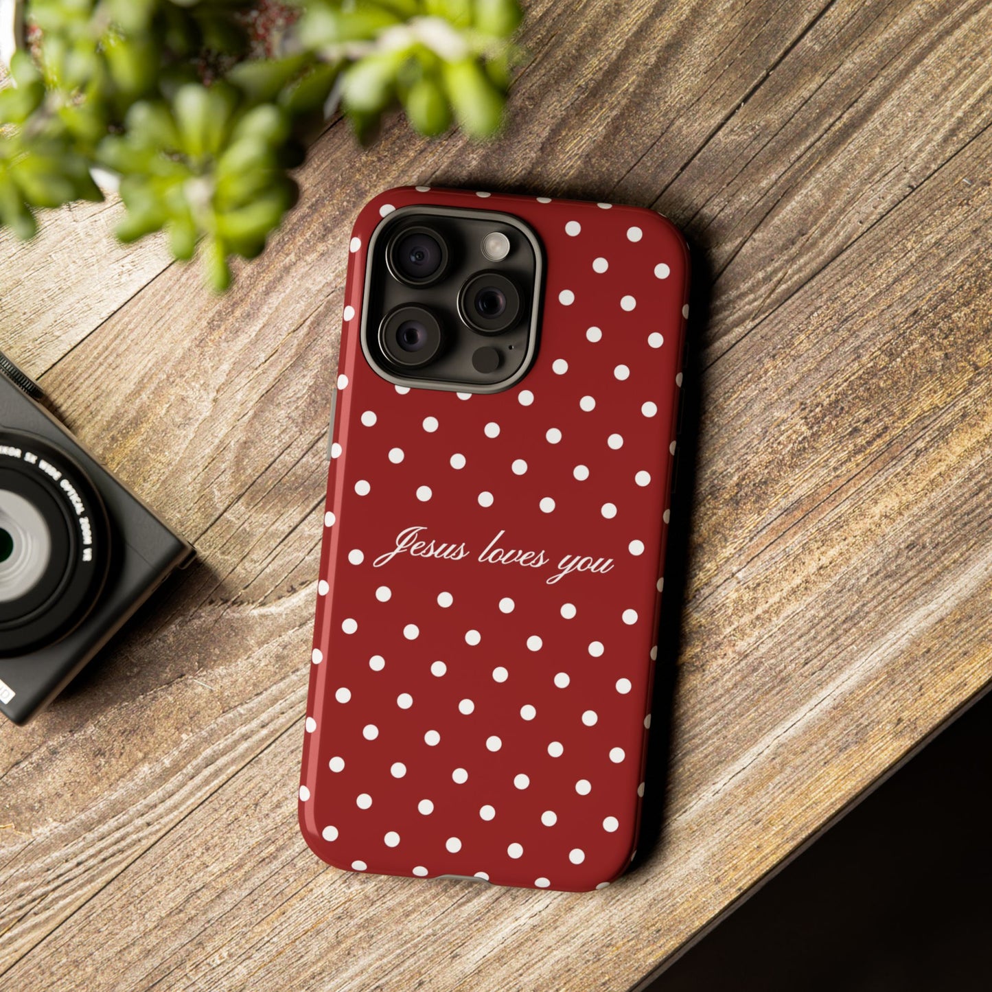 Jesus loves you Red Polka Dot Phone Case