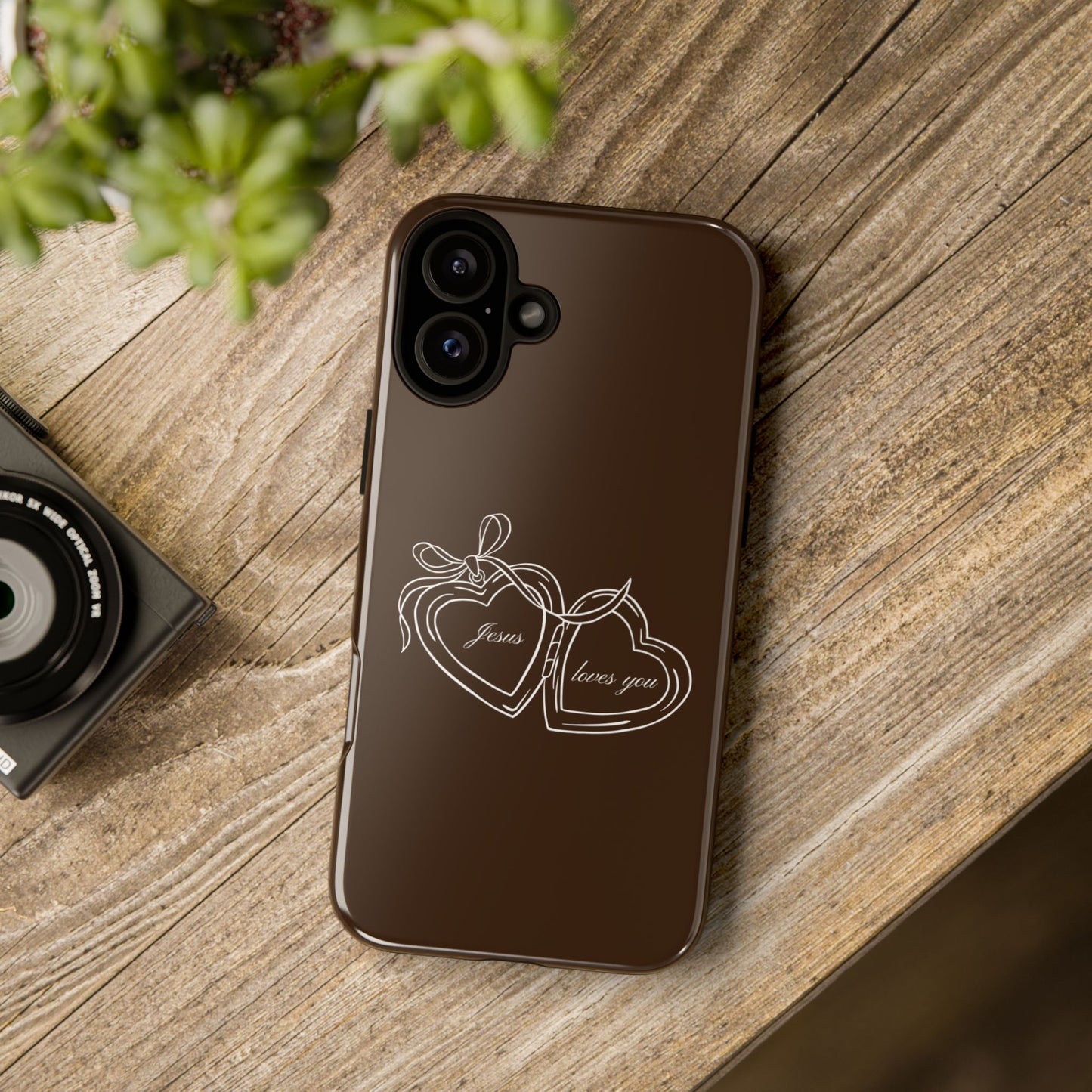 Jesus loves you Locket Espresso Phone Case