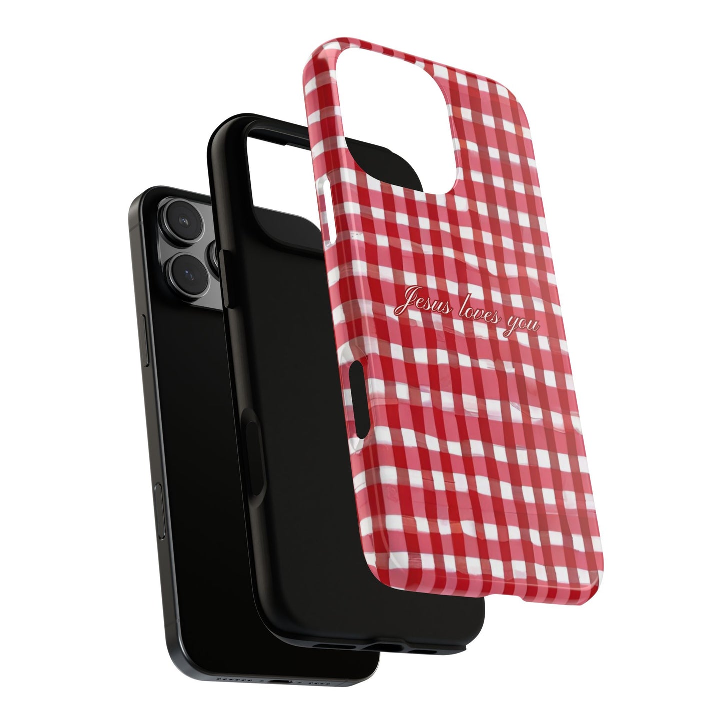 Jesus loves you Gingham phone case