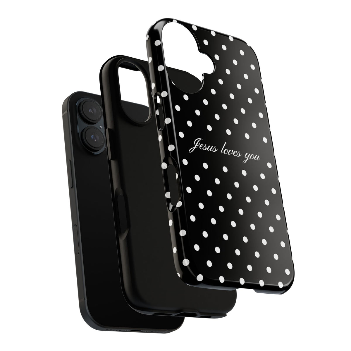 Jesus Loves You Black Polka Dot Phone Case