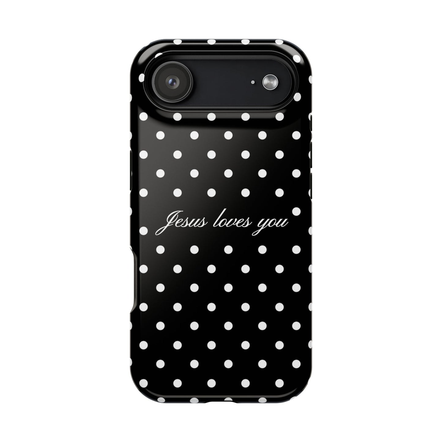 Jesus loves you Black Polka Dot Phone Case MagSafe