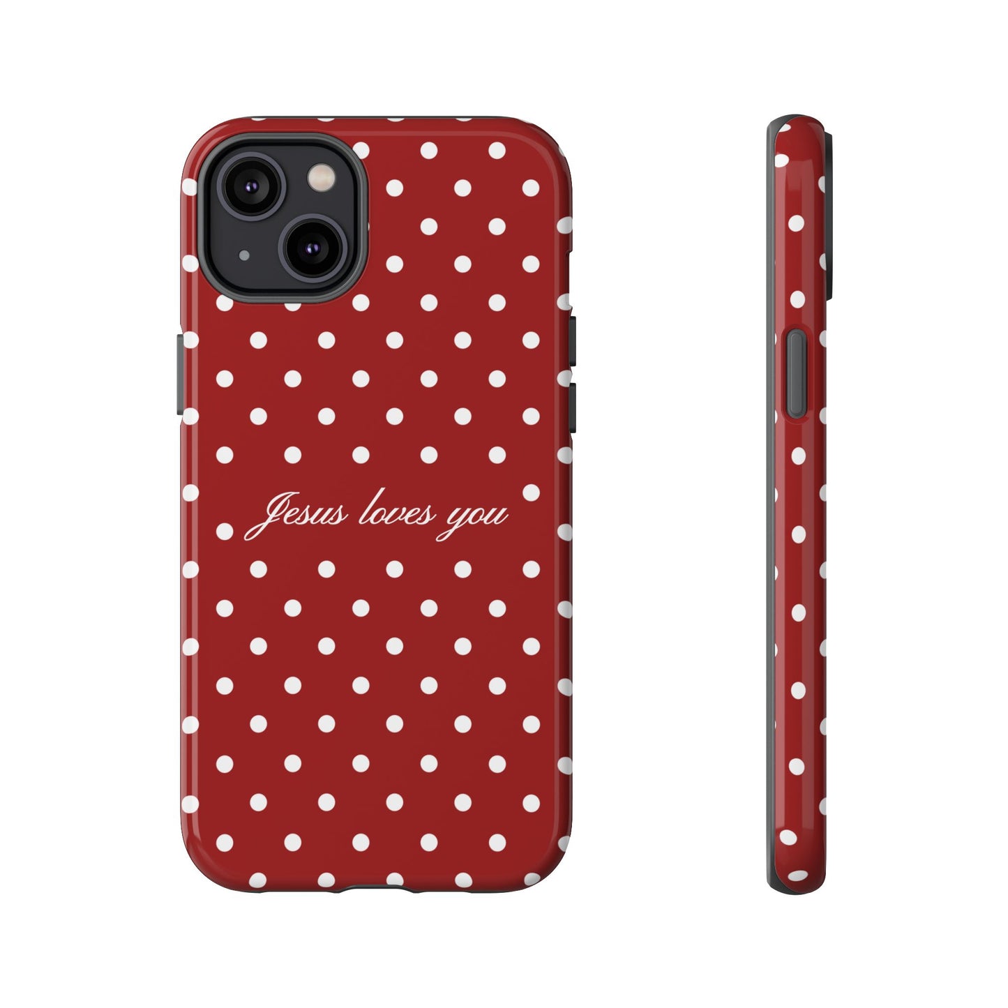 Jesus loves you Red Polka Dot Phone Case